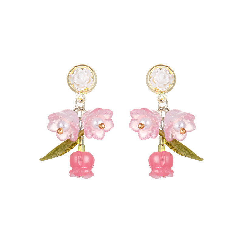 S925 Silver Needle Sensen Super Fairy Ancient Wind Bells Orchid Earrings
