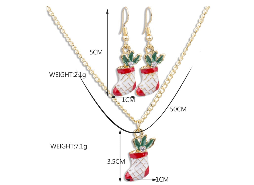 Christmas Boots Necklace Earrings Set