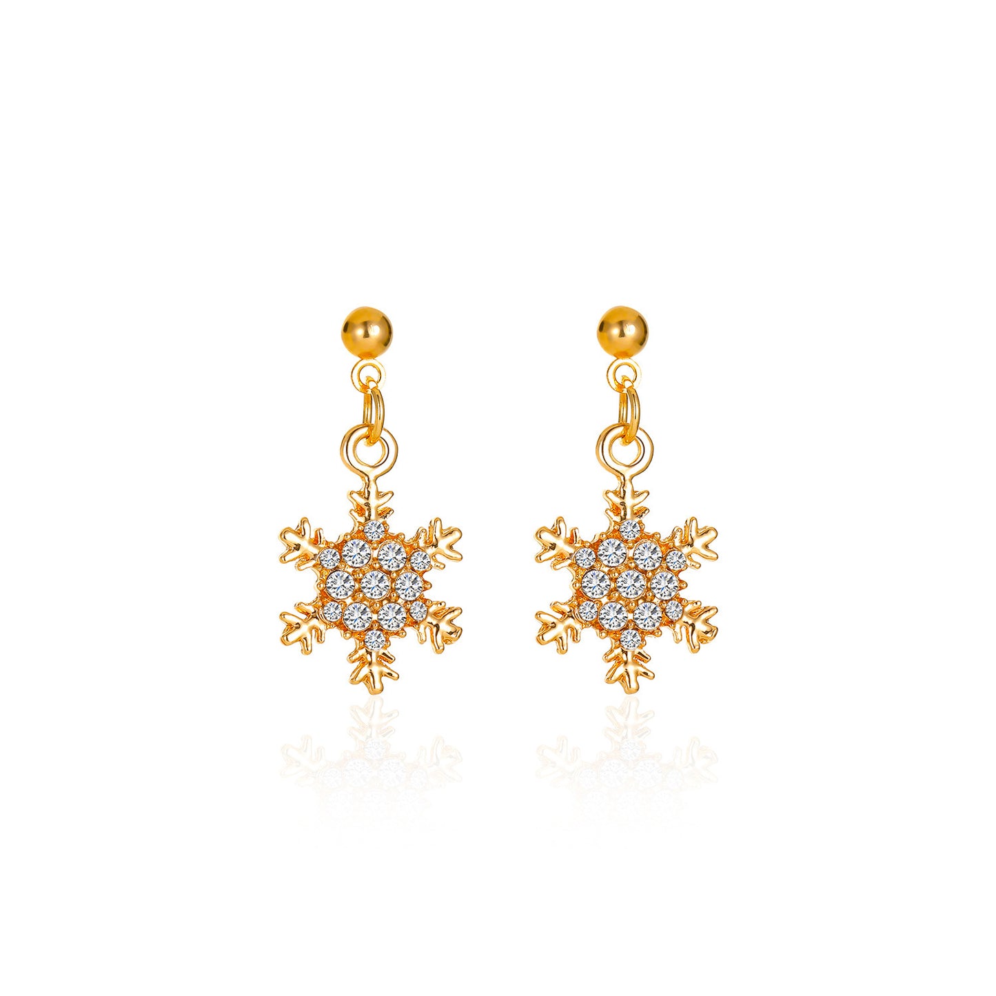 Christmas Feminine Micro-inlaid Zircon Snowflake Earrings