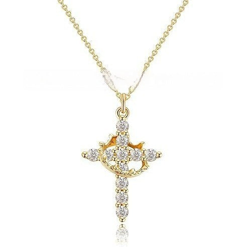 Cross Crown Zircon Clavicle Chain Necklace