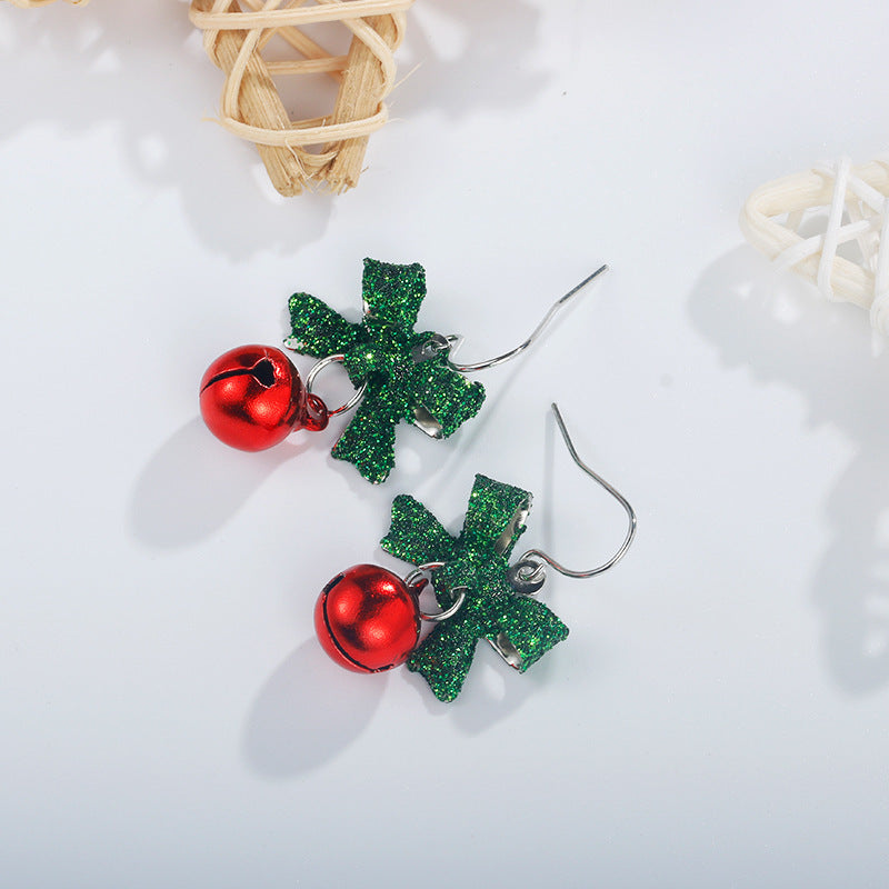Christmas Bow Bell Earrings
