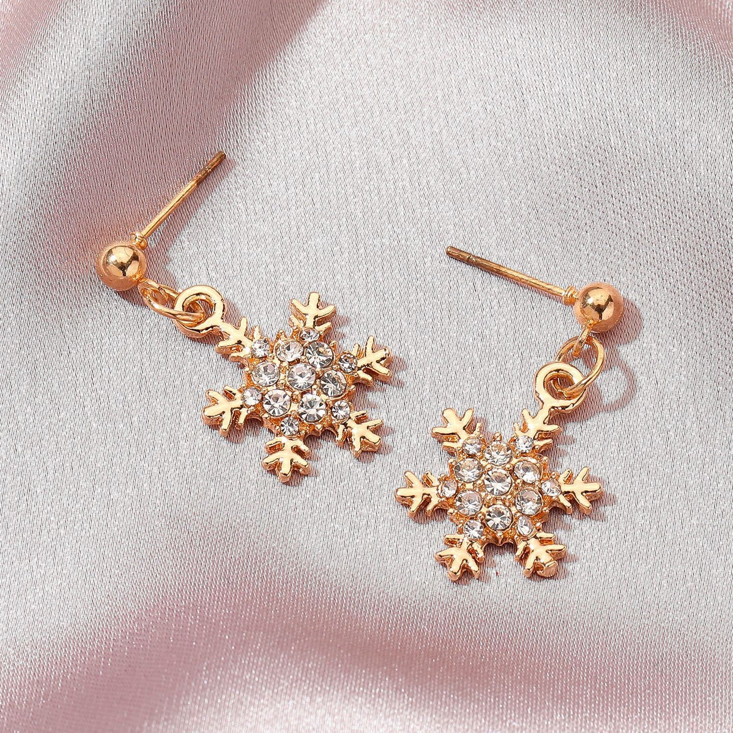 Christmas Feminine Micro-inlaid Zircon Snowflake Earrings