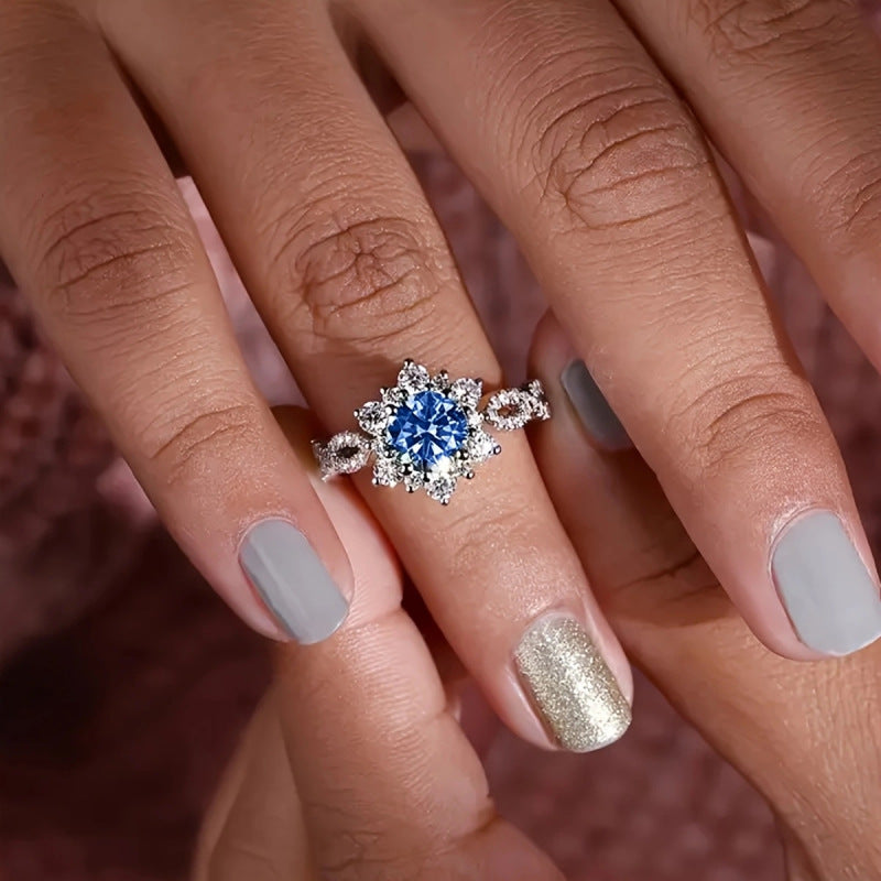 Copper Inlaid Zircon Full Diamond Snowflake Ring
