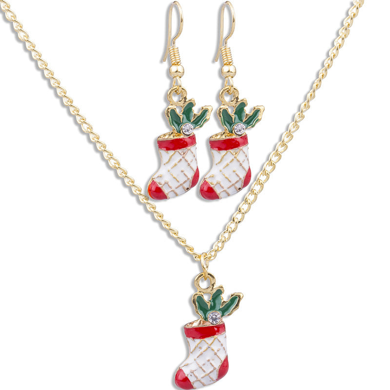 Christmas Boots Necklace Earrings Set