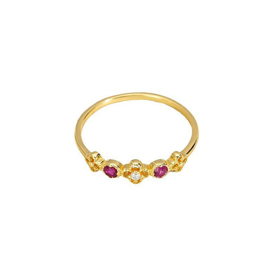 Mid-ancient Fashion Flower Ring Female S925 Sterling Silver Retro