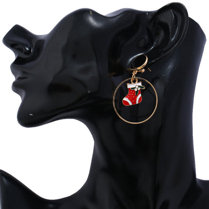 Christmas Reindeer Earrings All-match Large Circle Face Slimming Long Earrings