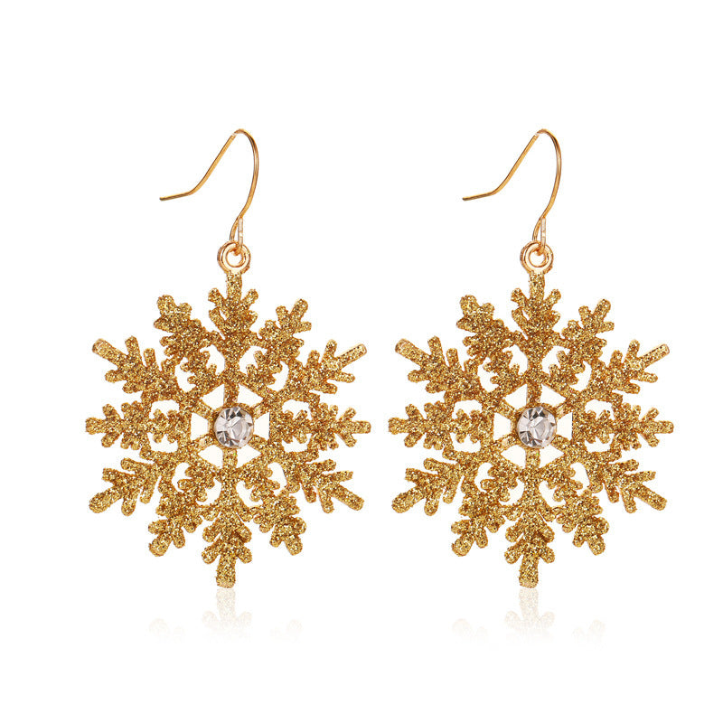 Christmas Snowflake Ribbon Deer Bell Earrings