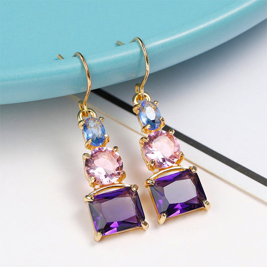 Blue Mixed Color Amethyst Topaz Earrings