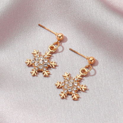 Christmas Feminine Micro-inlaid Zircon Snowflake Earrings
