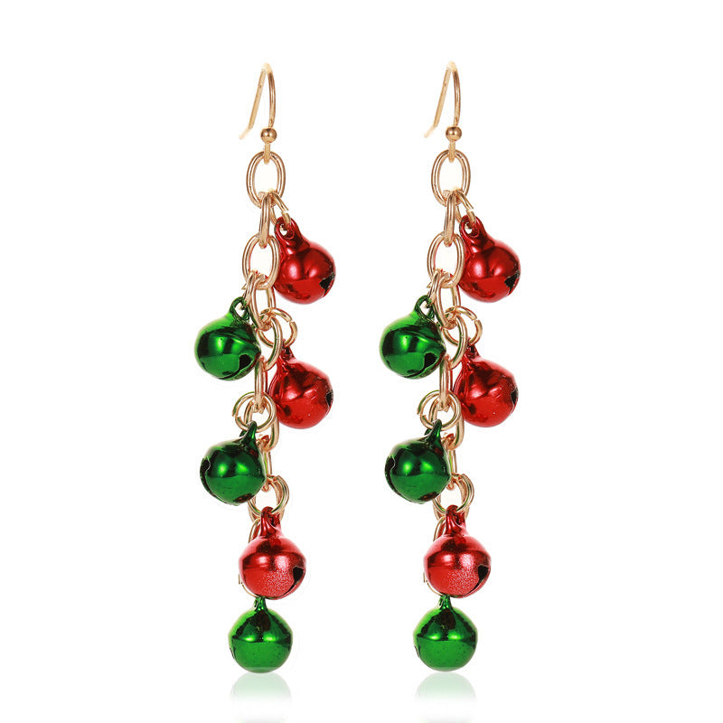 Christmas Snowflake Ribbon Deer Bell Earrings