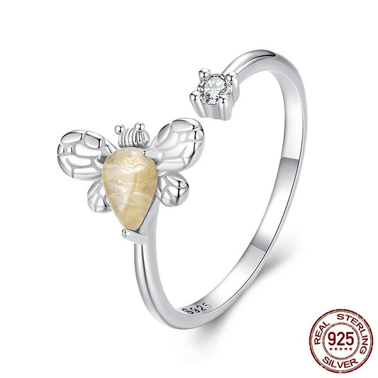 S925 Sterling Silver All-match And Cute Bee Adjustable Ring