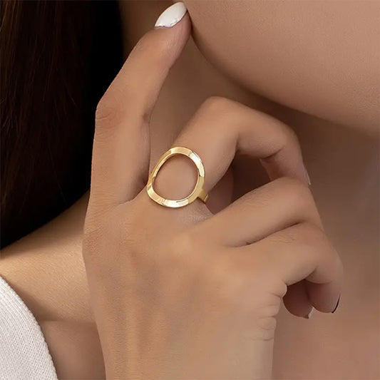 Round Hollow Ring Gold Fashion Style Index Finger Ring