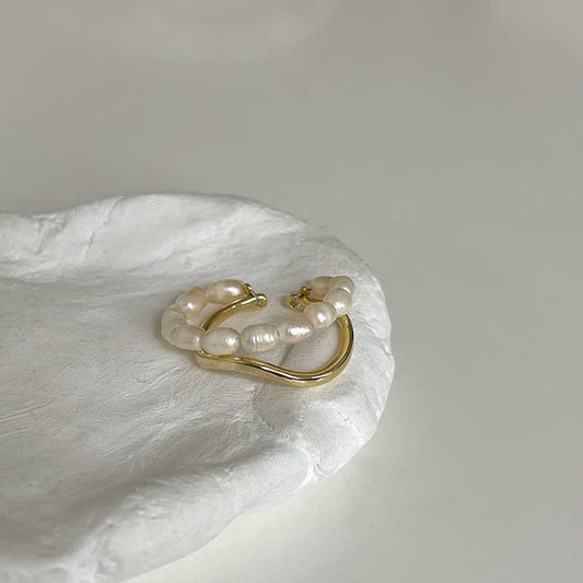 Fashion Double Layer Natural Pearl Ring Women Index Finger Ring
