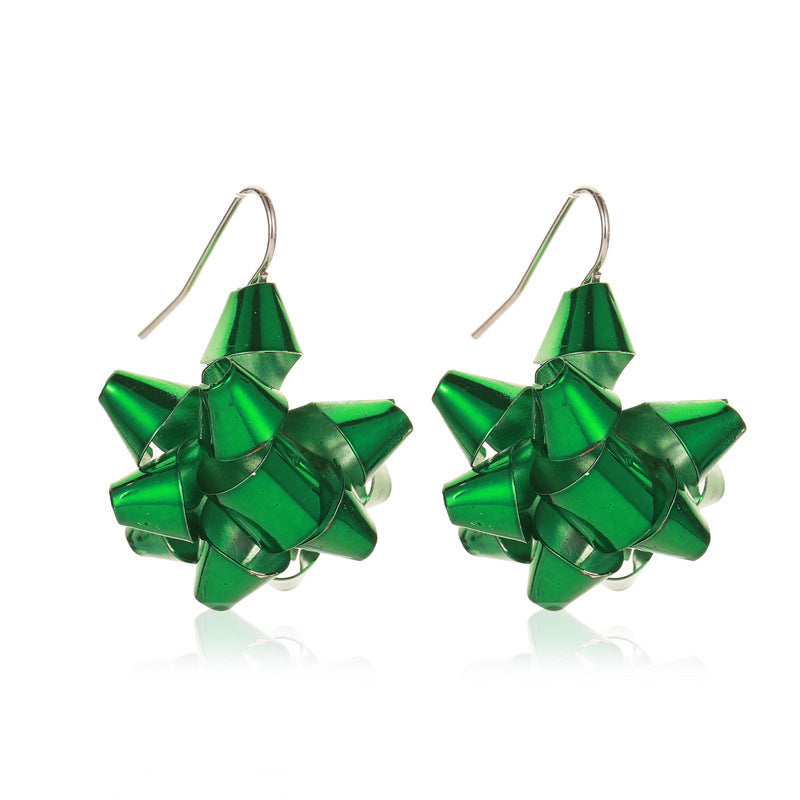 Christmas Snowflake Ribbon Deer Bell Earrings