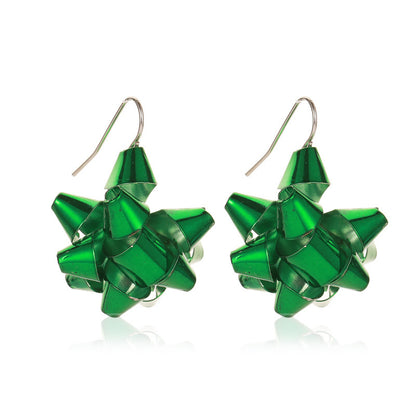 Christmas Snowflake Ribbon Deer Bell Earrings