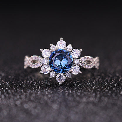 Copper Inlaid Zircon Full Diamond Snowflake Ring