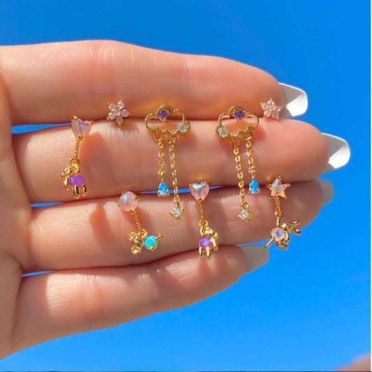 18K Gold Jewelry Cute Bear Cloud Earrings Earrings