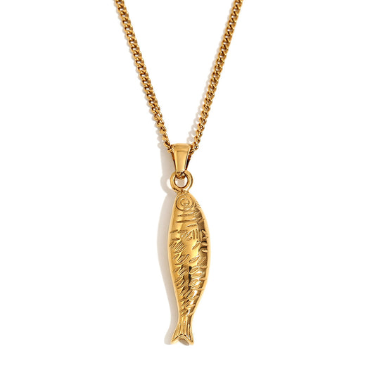Creative Stainless Steel Gold-plated Salmon Pendant Necklace
