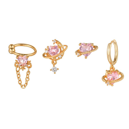 Summer Cute Heart Earring Set Exquisite Sweet Style
