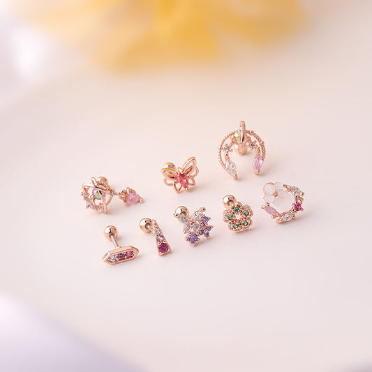 Color Super Fairy Thin Rod Titanium Steel Screw Cartilage Stud Earrings Fashion