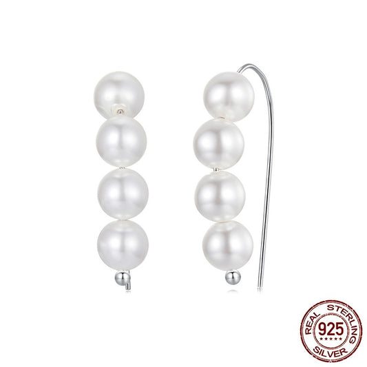 S925 Sterling Silver Elegant Pearl Earrings