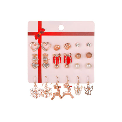 Christmas Drip Oil Bells Christmas Tree Earrings Set