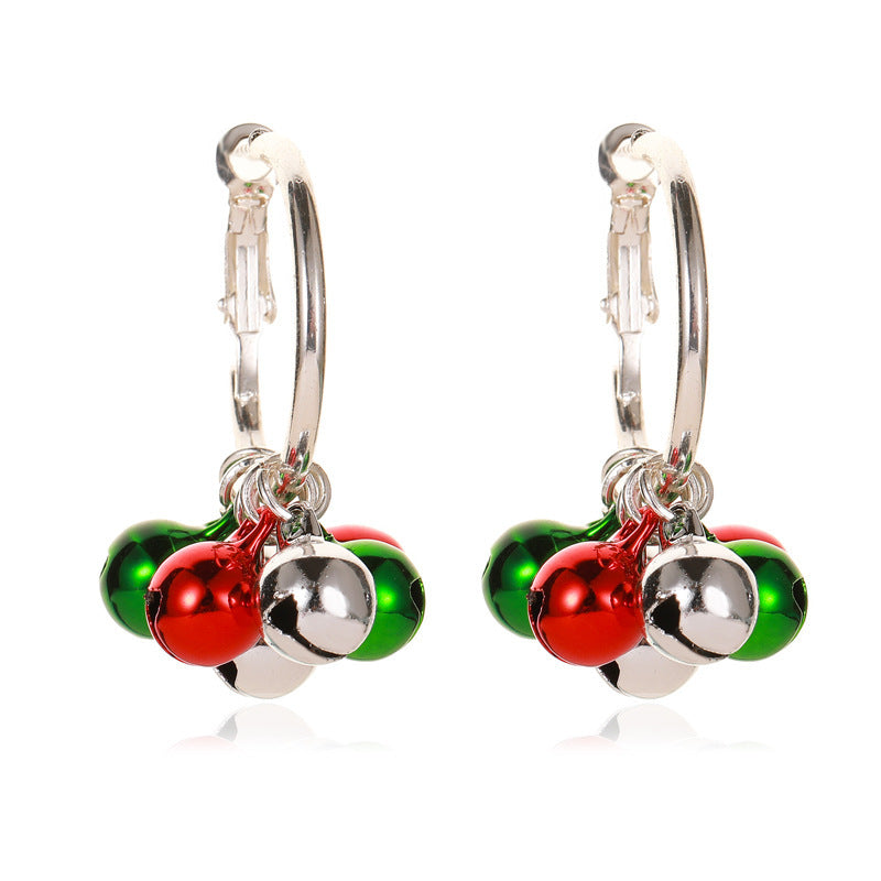 Christmas Snowflake Ribbon Deer Bell Earrings