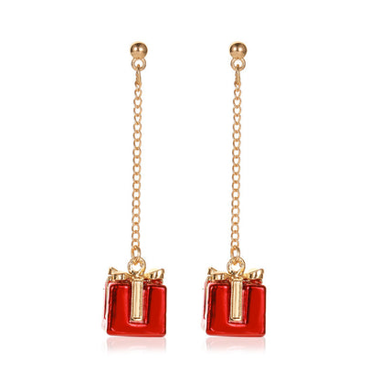 Christmas Snowflake Ribbon Deer Bell Earrings