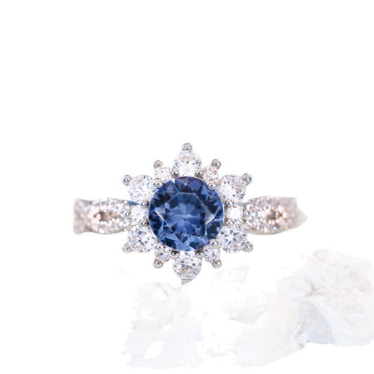 Copper Inlaid Zircon Full Diamond Snowflake Ring
